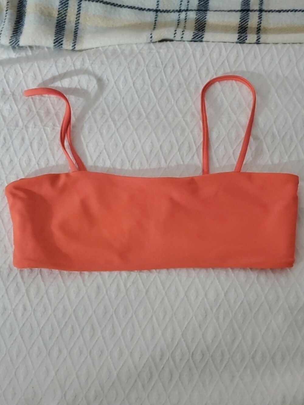 Coral Orange Swim Bandeau Top with Straps